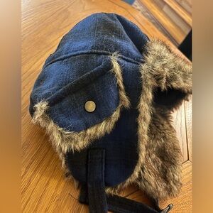 Vintage men’s Roper Blue  and Brown Faux Fur Winter Hat